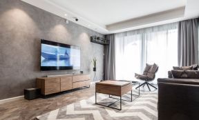 2020现代简约客厅设计图 灰色窗帘装修效果图片
