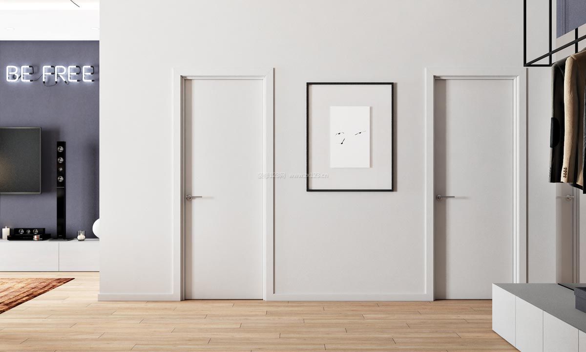 2020现代公寓卧室白色门装修效果图片