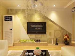 2023现代简约客厅石膏板电视墙装修设计图