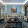 2023淡蓝色客厅地毯搭配装修效果图片