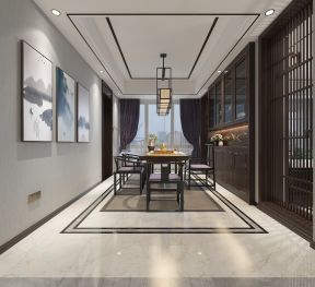 2023新中式餐厅实木酒柜设计图片