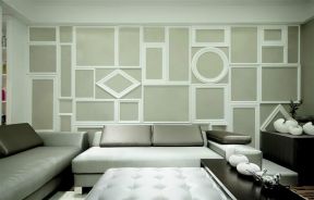 2023现代客厅石膏线背景墙设计效果图欣赏