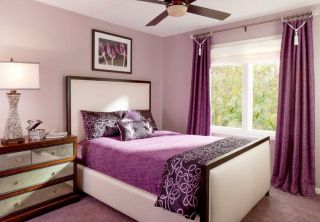 2023紫色窗帘卧室家居设计