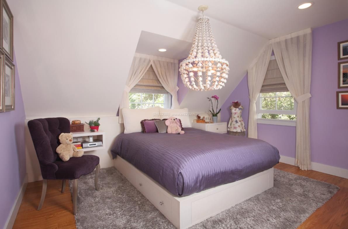 2023紫色儿童房卧室吊灯效果图