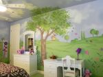 2023紫色儿童房墙绘效果图