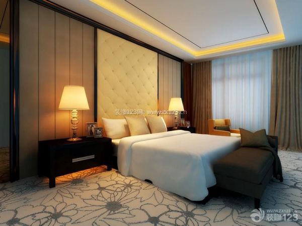 酒店客房现代简约风格窗帘装修图片