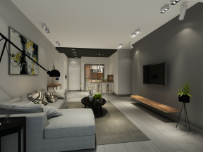 2020精致现代简约客厅装修图 灰色电视背景墙