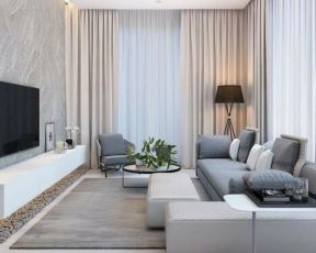 简约现代客厅灰色沙发效果图2023