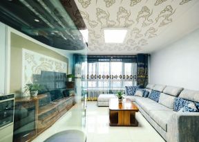2023大户型现代家装客厅多人沙发设计装修效果图片