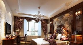 欧式古典卧室床头软包背景设计效果图片