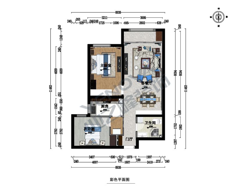 玉蘭灣-90㎡-兩室一廳裝修案例