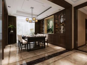新中式风格餐厅装修效果图 2020实木酒柜设计