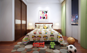 2023现代儿童房间实木地板设计装修效果图片