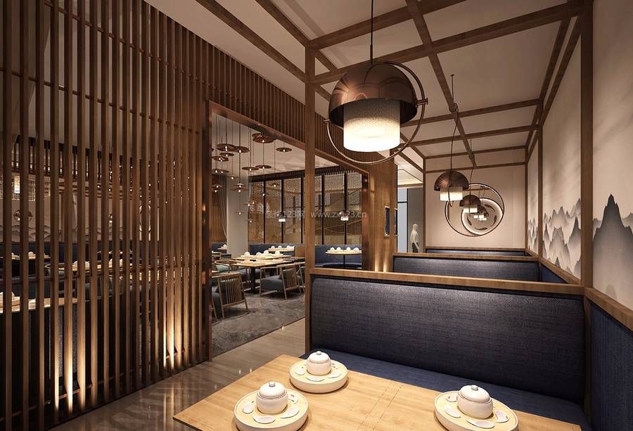 新中式餐厅隔断设计装修效果图欣赏2018