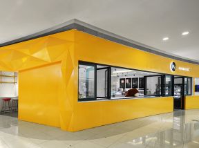 咖啡厅门头黄色装饰装修案例