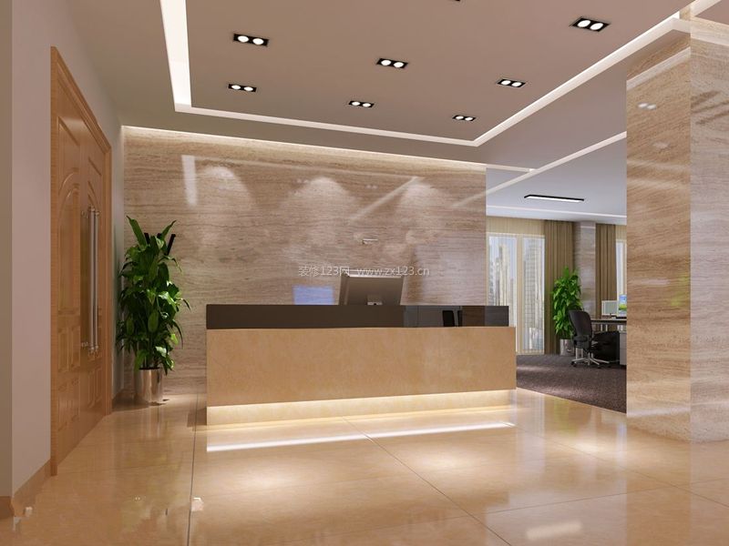 昆明大气现代办公室前台现代风格390平米装修效果图案例