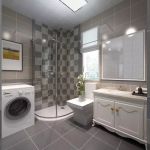 2023现代别墅卫生间淋浴房背景墙装修设计实景图