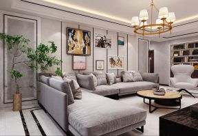 2023现代家庭客厅灰色沙发装修设计效果图