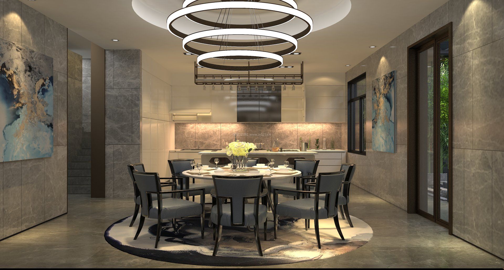 2023豪宅别墅餐厅吊灯造型设计案例