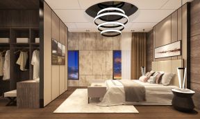 2023现代别墅卧室吊灯造型设计装修效果图
