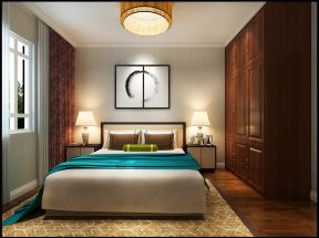 简约中式卧室装修效果图 2020卧室实木衣柜装修图片