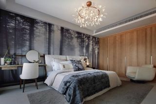 北欧风格卧室室内床头壁纸设计图