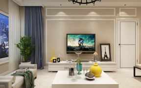 2023现代经典客厅石膏线电视墙装修效果图片