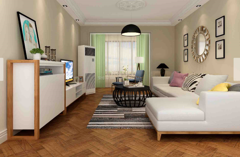 现代北欧客厅装修效果图 2020白色沙发装修效果图 