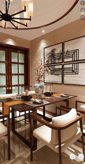 2023新中式餐厅软装配饰设计装修效果图欣赏