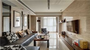 2023现代风格客厅黑色沙发装修图片