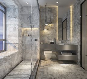 2020现代别墅卫生间装修设计 2020浴室防滑地砖图片