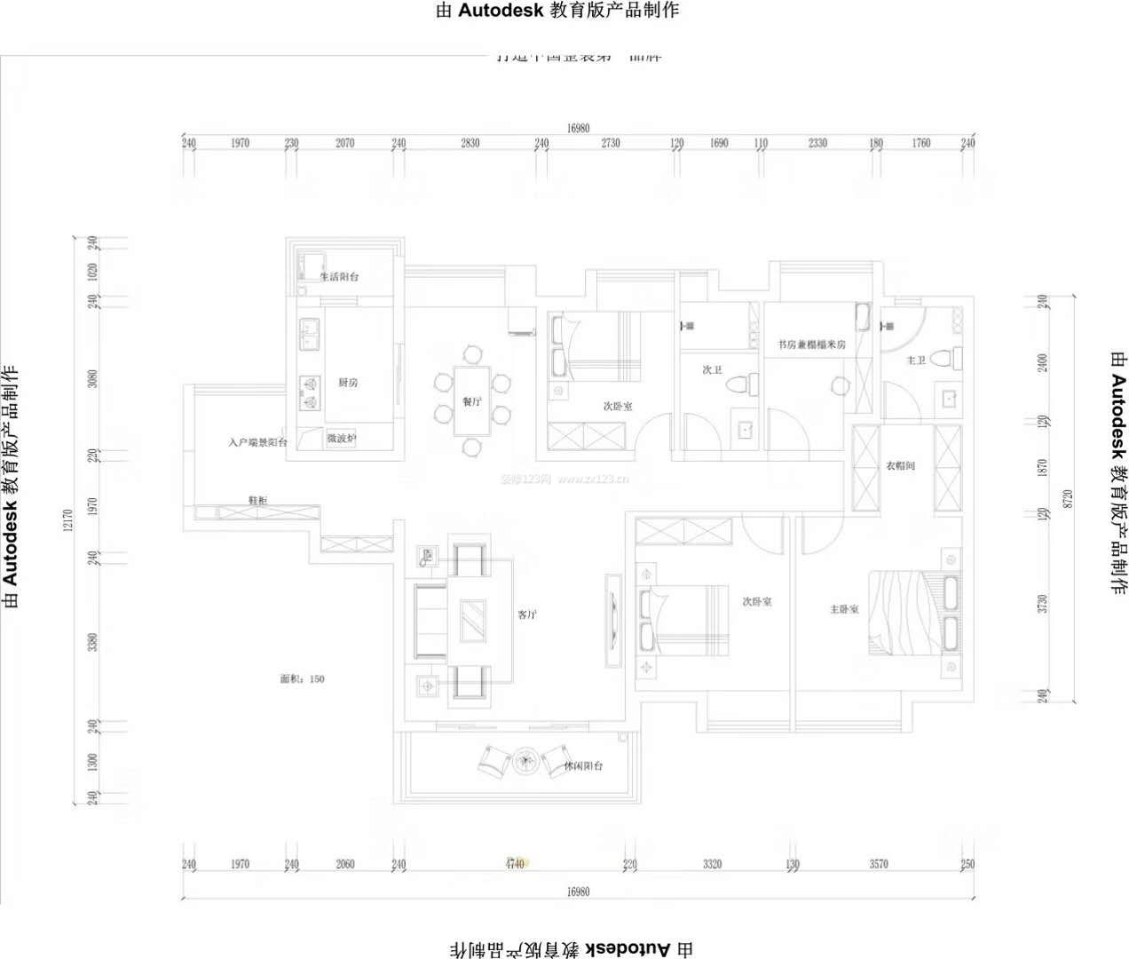 2023房子三室兩衛(wèi)戶型圖