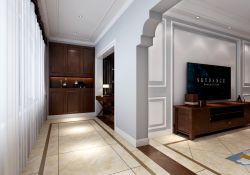 2018简美式风格最简单的石膏线电视墙装修效