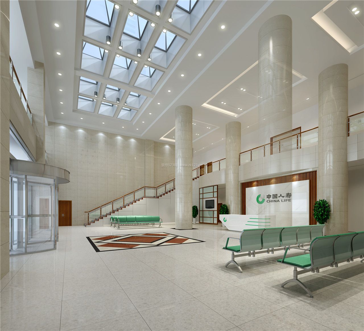 2023现代公司大厅吊顶装饰效果图