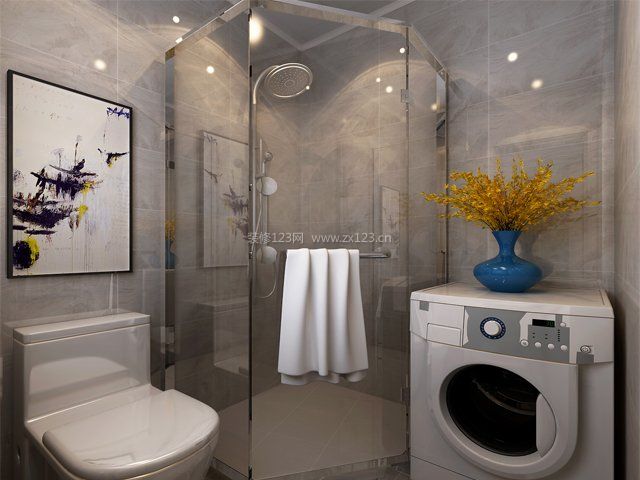 简约现代卫生间玻璃淋浴房装修效果图
