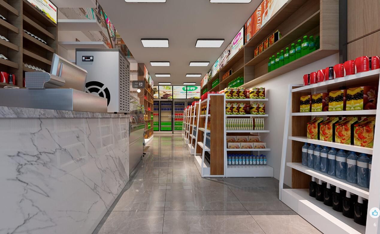 2020小型超市货架摆放设计效果图