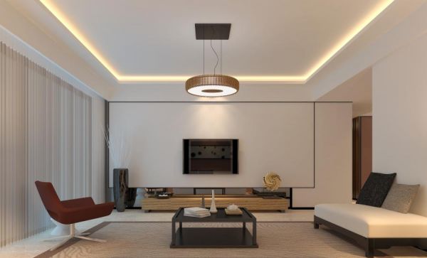 现代简单客厅电视墙装修效果图_装修123效果图