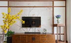2023大气时尚新中式客厅实木电视柜装修图片