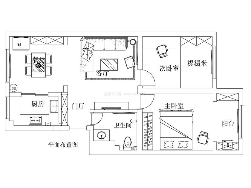 新海園品閣82平米簡歐風格裝修案例