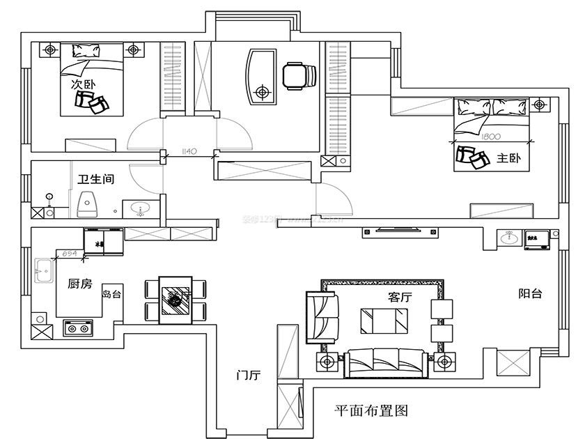 金茂灣140平米美式風格裝修案例