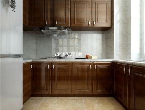 2023经典美式厨房实木整体橱柜装修效果图片