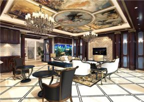 欧式古典别墅装修效果图 2020客厅吊顶装饰