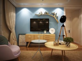 2020时尚混搭客厅装修效果图 硅藻泥电视墙背景效果图
