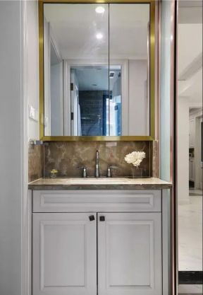 现代美式家装洗脸盆柜组合效果图