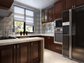2023新中式厨房双开门冰箱装修效果图片