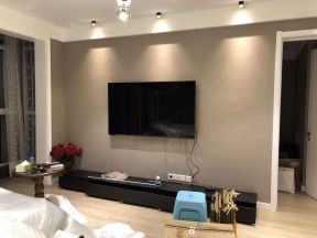 现代北欧客厅灰色电视墙搭配装修效果图