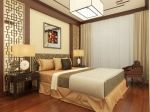 现代中式卧室床头背景墙设计效果图