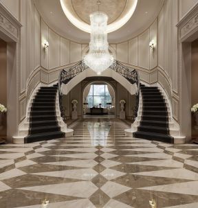 2023豪华欧式别墅室内楼梯设计装修效果图