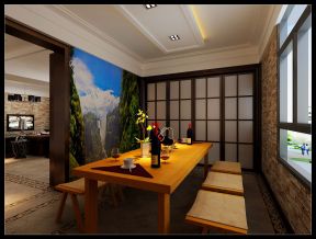 后現(xiàn)代餐廳紅酒裝修效果圖