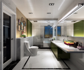 2023现代别墅卫生间洗脸盆柜组合装修设计效果图
